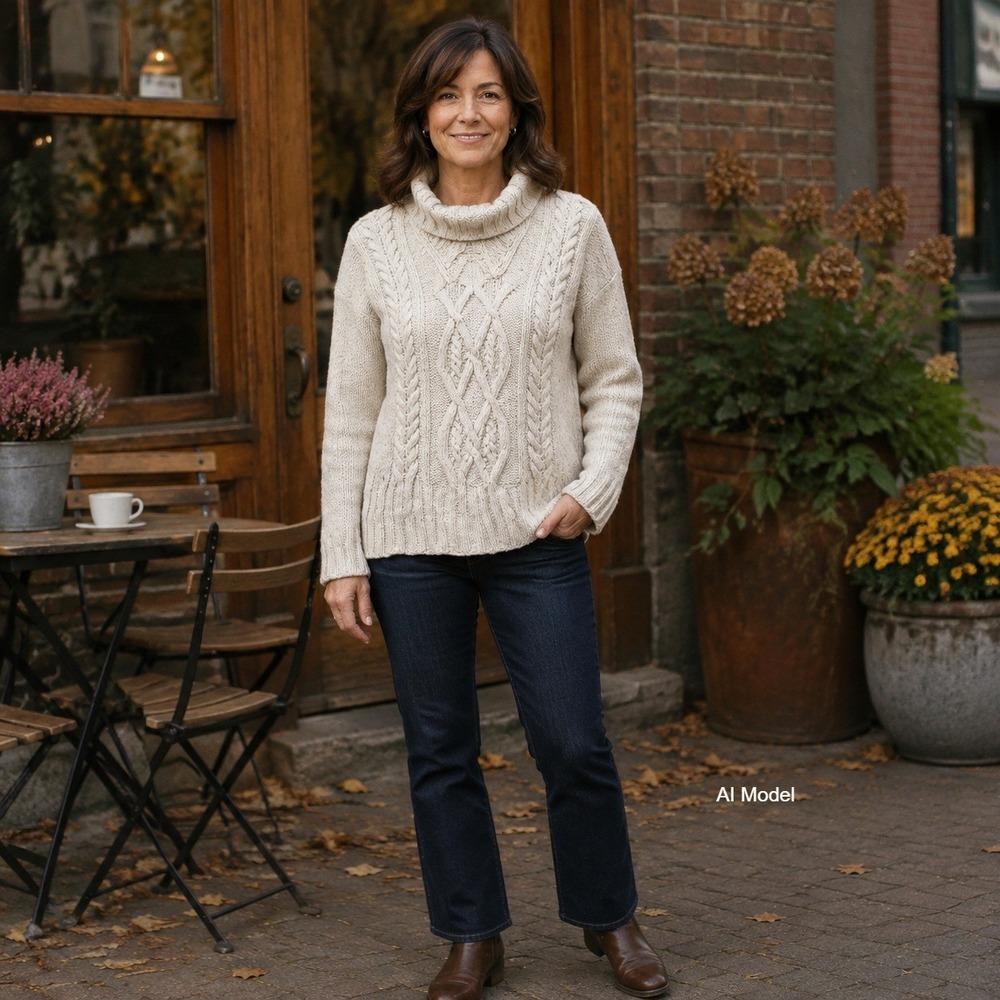 Irish Merino Wool Cashmere Cable Knit Sweater Womens Medium Fisherman Ireland